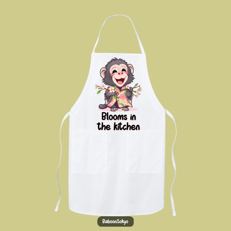 Funny Baboon Floral Kimono Apron - Delightful Kitchen Garden Style