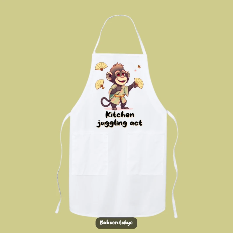 Funny Baboon Juggling Kimono Apron - Hilarious Kitchen Wear for Cooks