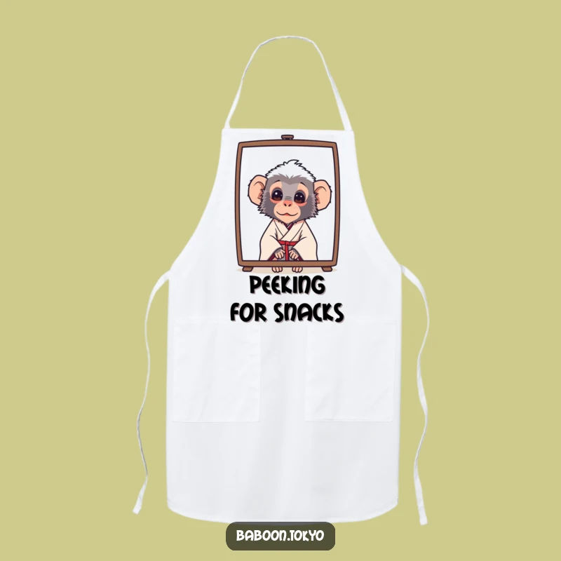 Funny Baboon Peek Kimono Apron - Curious Kitchen Cover-Up
