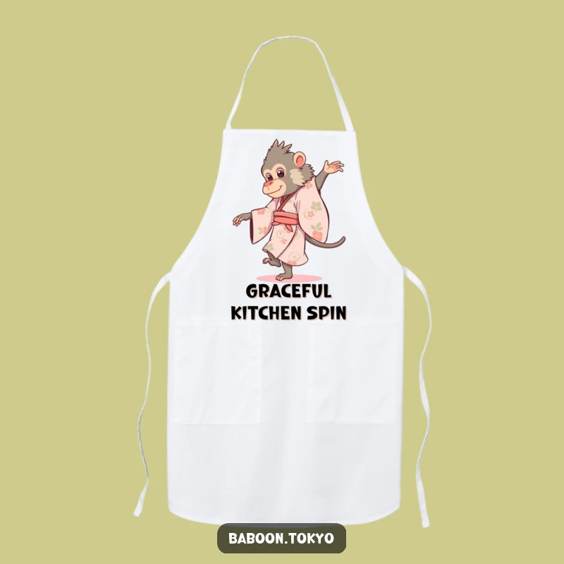 Funny Baboon Pirouette Kimono Apron - Elegant Kitchen Style