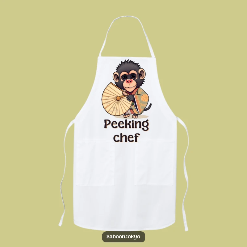 Funny Curious Baboon Kimono Apron - Hilarious Chef Baboon Kitchen Gift