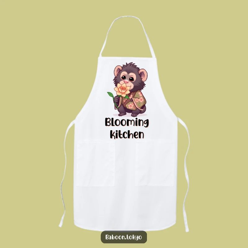 Funny Sweet Baboon Kimono Apron - Charming Chef Baboon Kitchen Gift