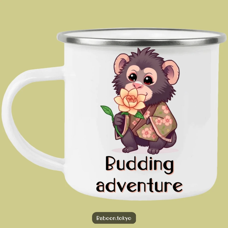Funny Sweet Baboon Kimono Camping Mug - Charming Outdoor Baboon Gift