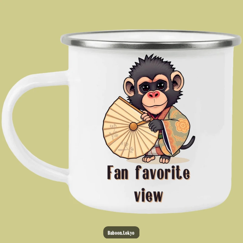Funny Curious Baboon Kimono Camping Mug - Outdoor Adventure Baboon Gift
