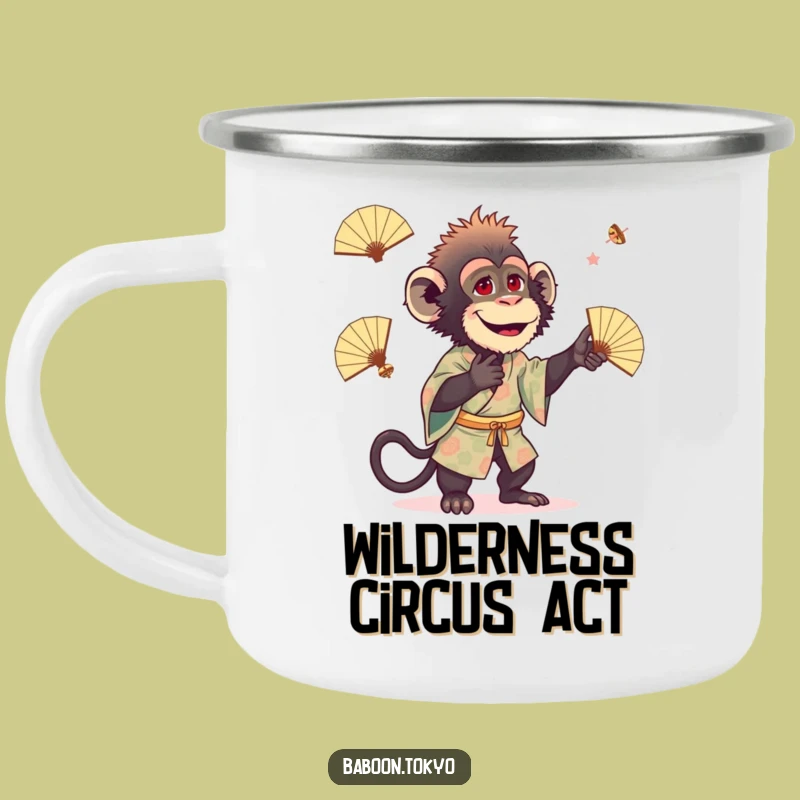 Funny Baboon Juggling Kimono Camping Mug - Durable & Hilarious Outdoor Gear