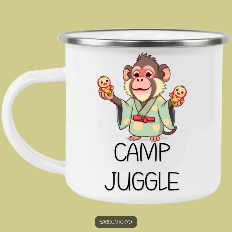 Funny Whimsical Baboon Kimono Camping Mug - Juggling Outdoor Baboon Gift