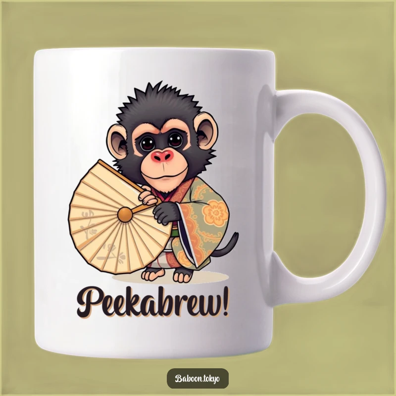 Funny Curious Baboon Kimono Fan Mug - Perfect Anime Gift for Baboon Lovers
