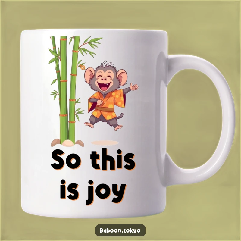 Funny Baboon Leaping Joyful Kimono Mug - Cheerful & Hilarious Gift Idea