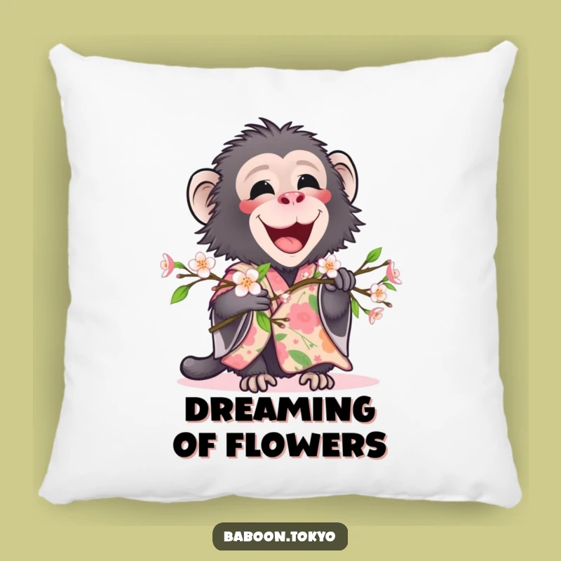 Funny Baboon Floral Kimono Pillow - Cozy Accent with Nature's Charm