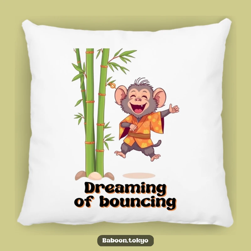Funny Baboon Leaping Kimono Pillow - Cozy & Cheerful Decor Accent