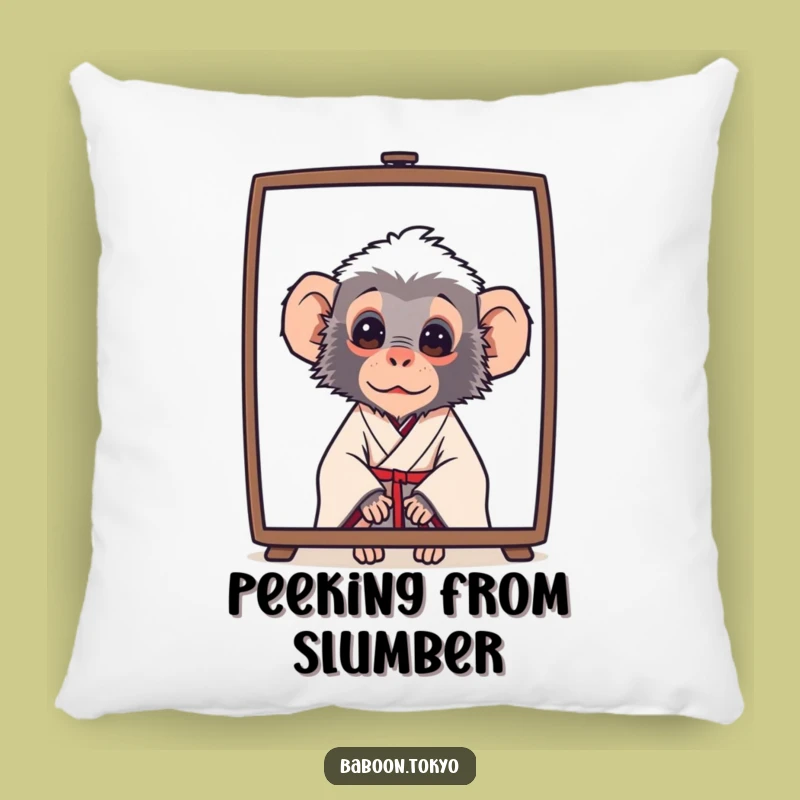 Funny Baboon Peek Kimono Pillow - Cozy & Curious Accent Decor