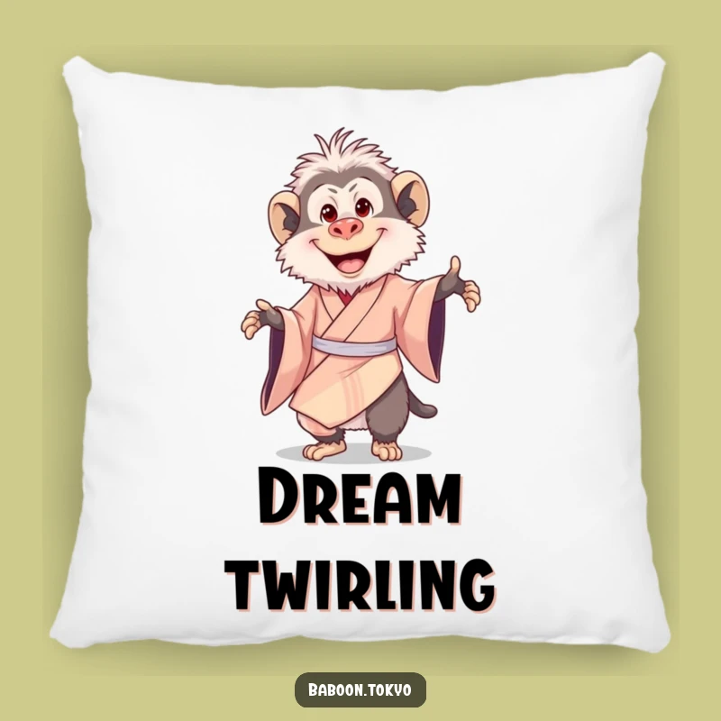 Funny Delighted Baboon Kimono Pillow - Comfy & Cheerful Baboon Accent