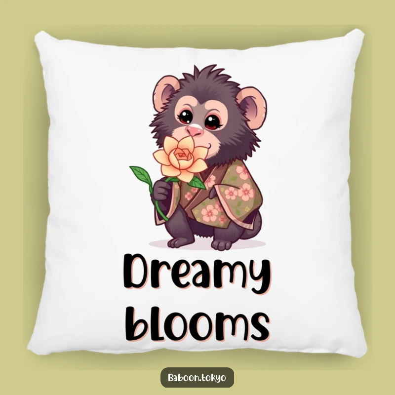 Funny Sweet Baboon Kimono Pillow - Comfy & Charming Floral Baboon Accent