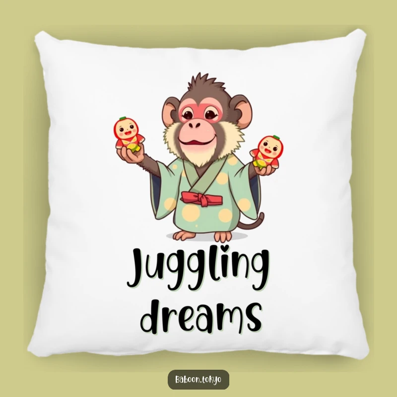 Funny Whimsical Baboon Kimono Pillow - Comfy & Playful Juggling Baboon Accent