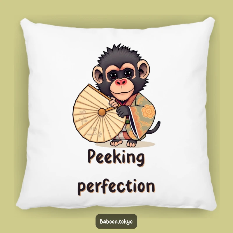 Funny Curious Baboon Kimono Pillow - Comfy & Cute Baboon Accent Pillow Gift