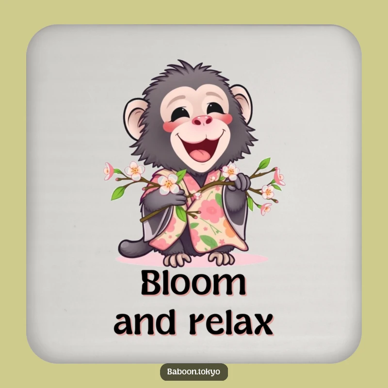 Funny Baboon Floral Kimono Coaster - Delightful Protection for Surfaces