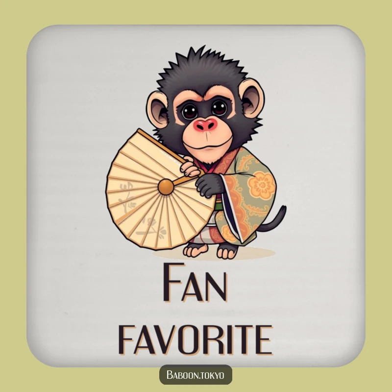 Funny Curious Baboon Kimono Coaster - Protect Surfaces with this Baboon Art