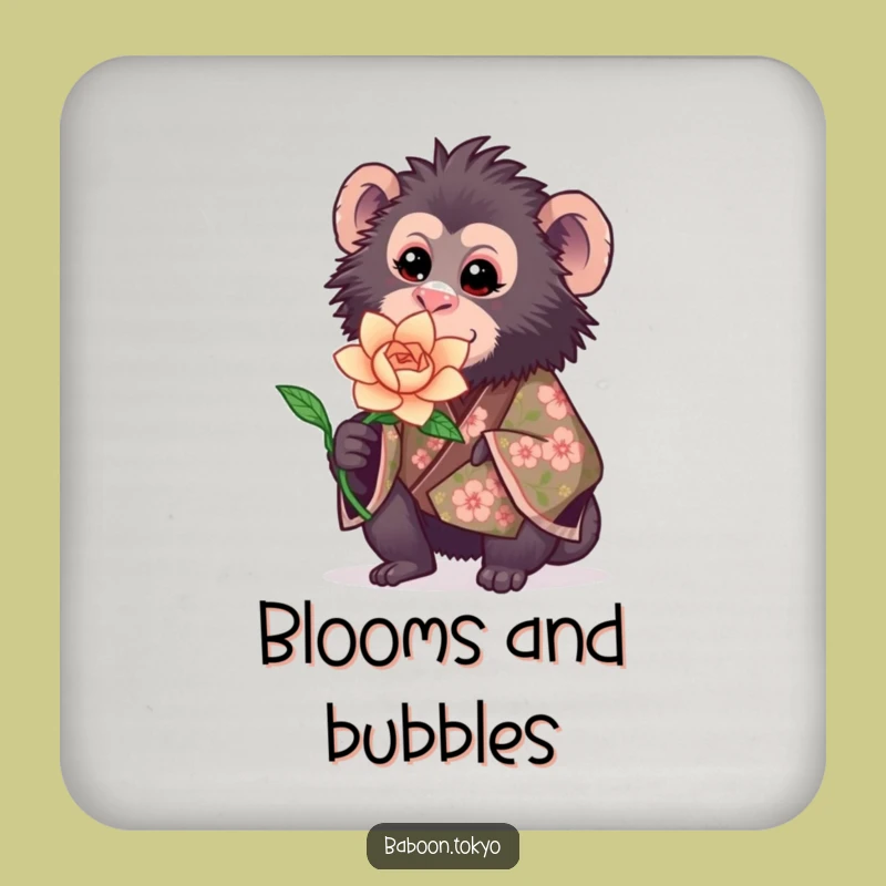 Funny Sweet Baboon Kimono Coaster - Add Floral Baboon Charm to Tables