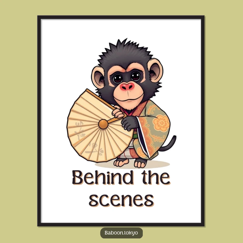 Funny Curious Baboon Kimono Poster - Artistic & Hilarious Wall Art Gift