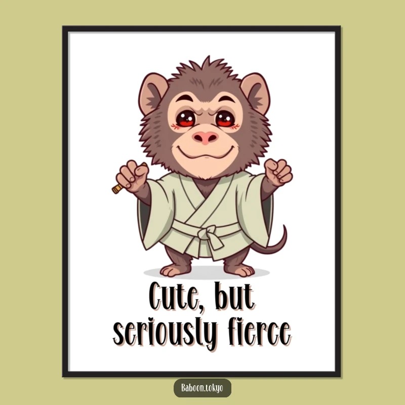 Free Printable Wall Art: Brave Baboon Guard - Funny Downloadable Home Decor Gift