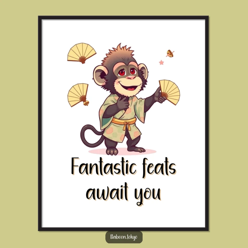 Funny Baboon Juggling Fans Free Printable Wall Art - Quirky Downloadable Decor