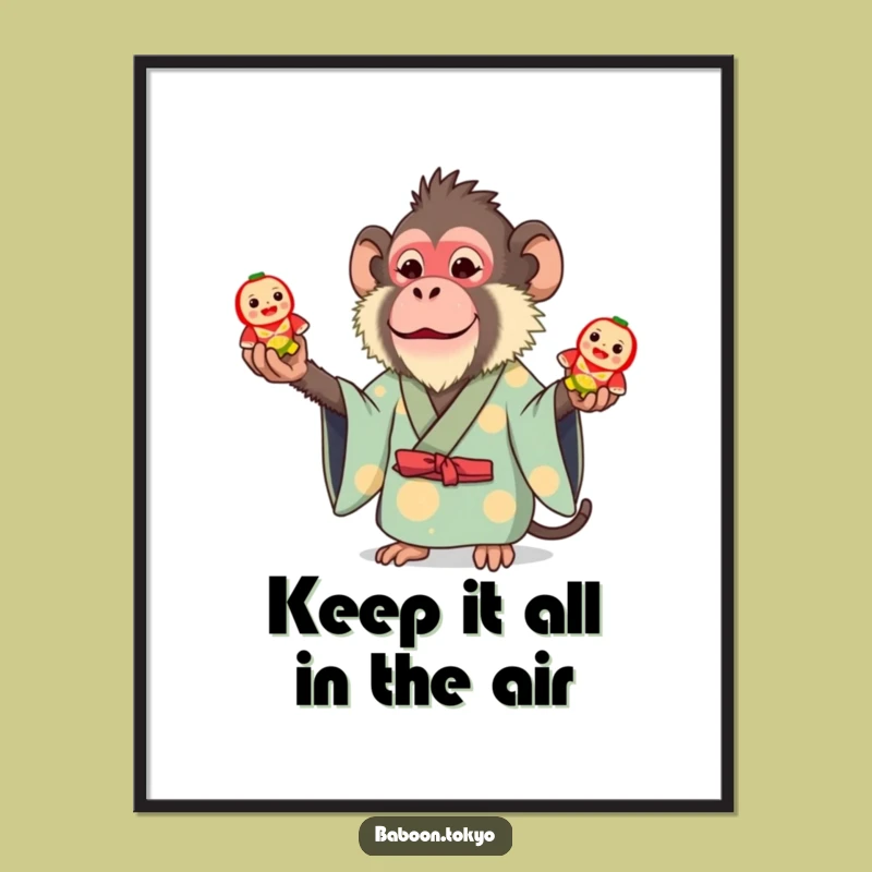 Free Printable Wall Art: Juggling Baboon Fun - Funny Downloadable Home Decor Gift