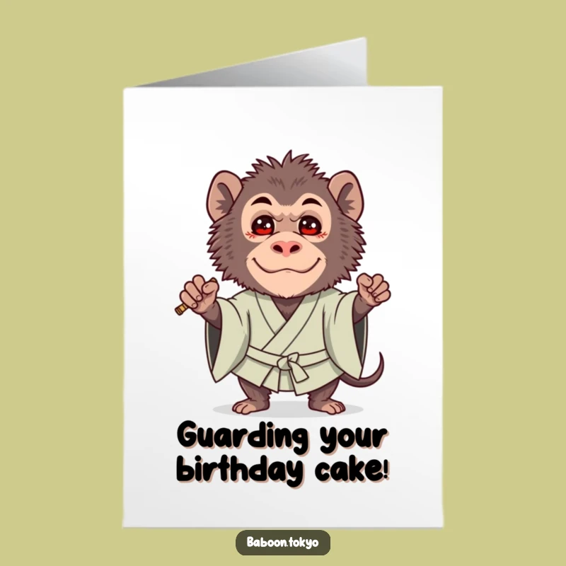 Free Printable Birthday Card: Brave Baboon Guard - Funny Downloadable Gift