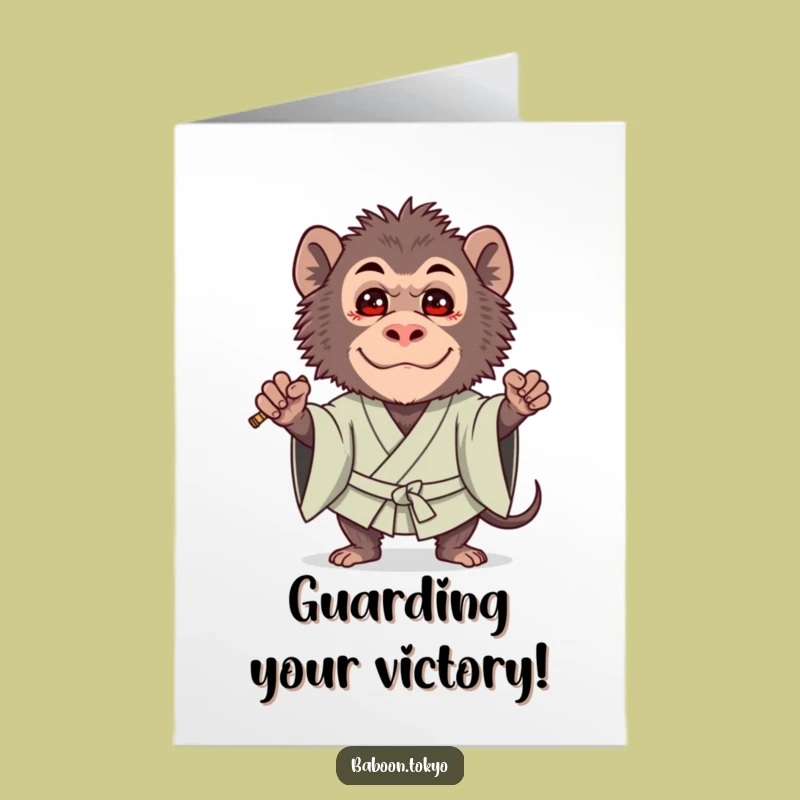 Free Printable Congrats Card: Brave Baboon Guard - Funny Downloadable Gift Idea