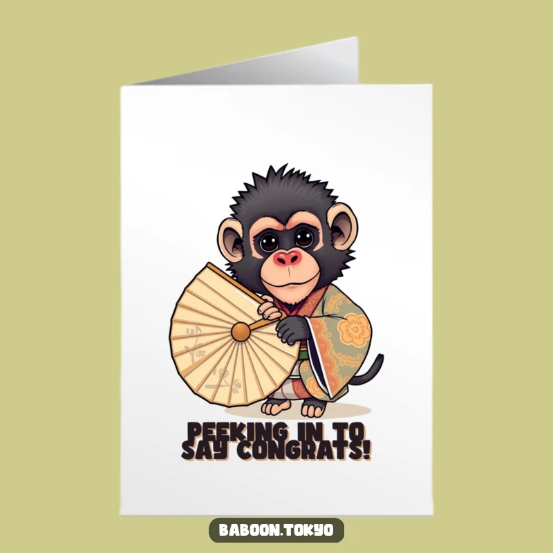 Free Printable Congrats Card: Curious Baboon Fan Art - Funny Downloadable Gift Idea