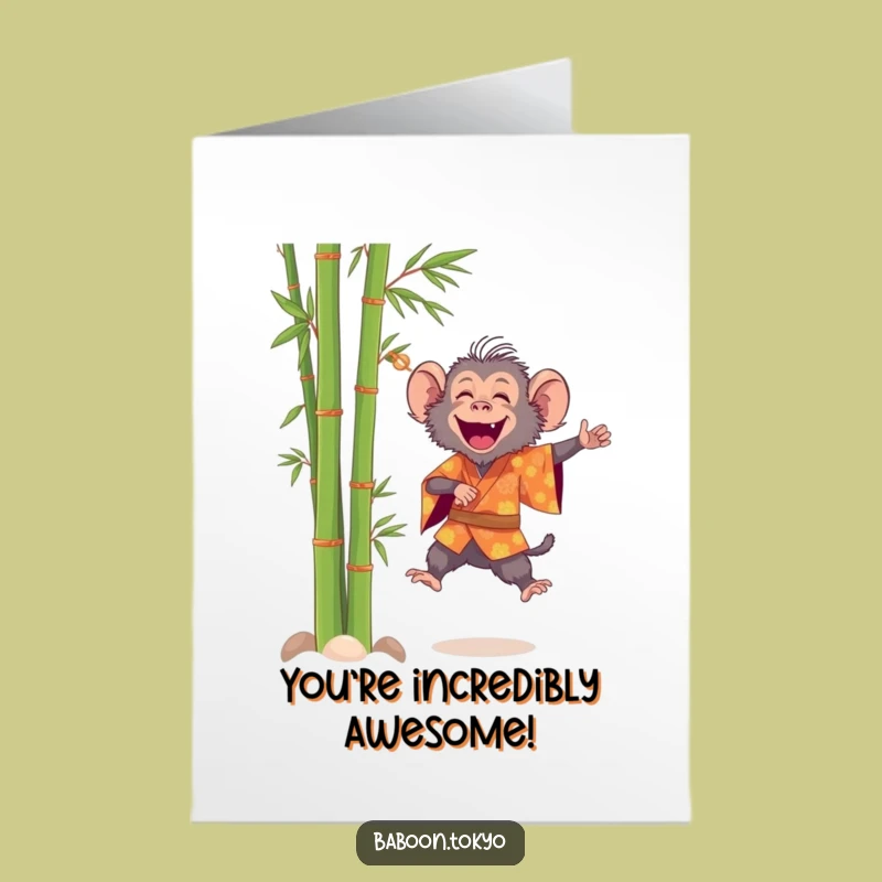 Leaping Baboon Free Printable Congrats Card - Happy Downloadable Gift