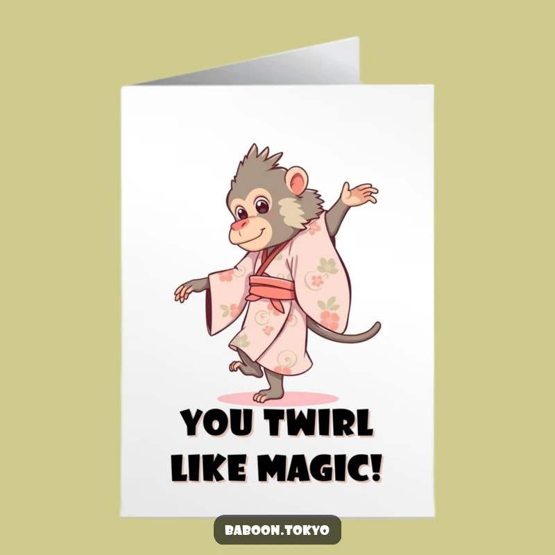 Pirouetting Baboon Free Printable Congrats Card - Classy Downloadable Gift