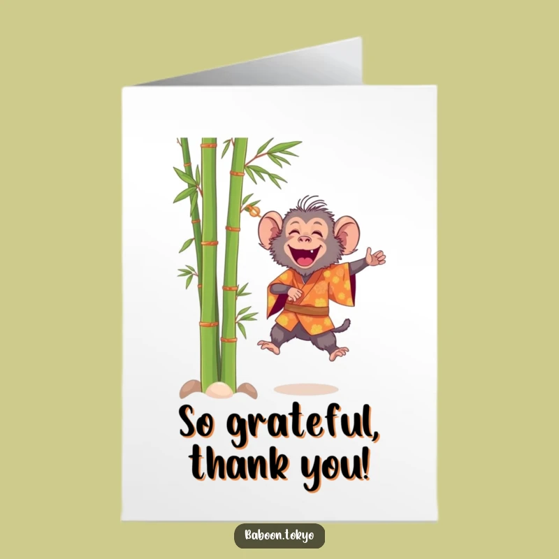 Thank You Baboon Leaping Free Printable Card - Cheerful Downloadable Gift