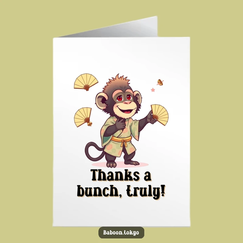 Thank You Baboon Juggler Free Printable Card - Funny Downloadable Gift