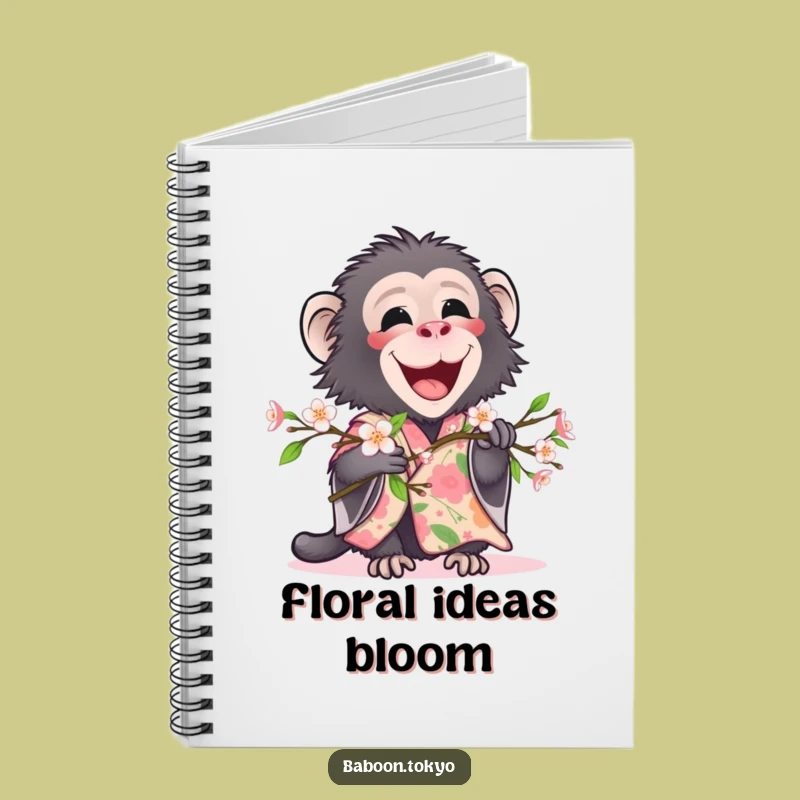 Funny Baboon Floral Kimono Notebook - Journal Your Blooming Ideas