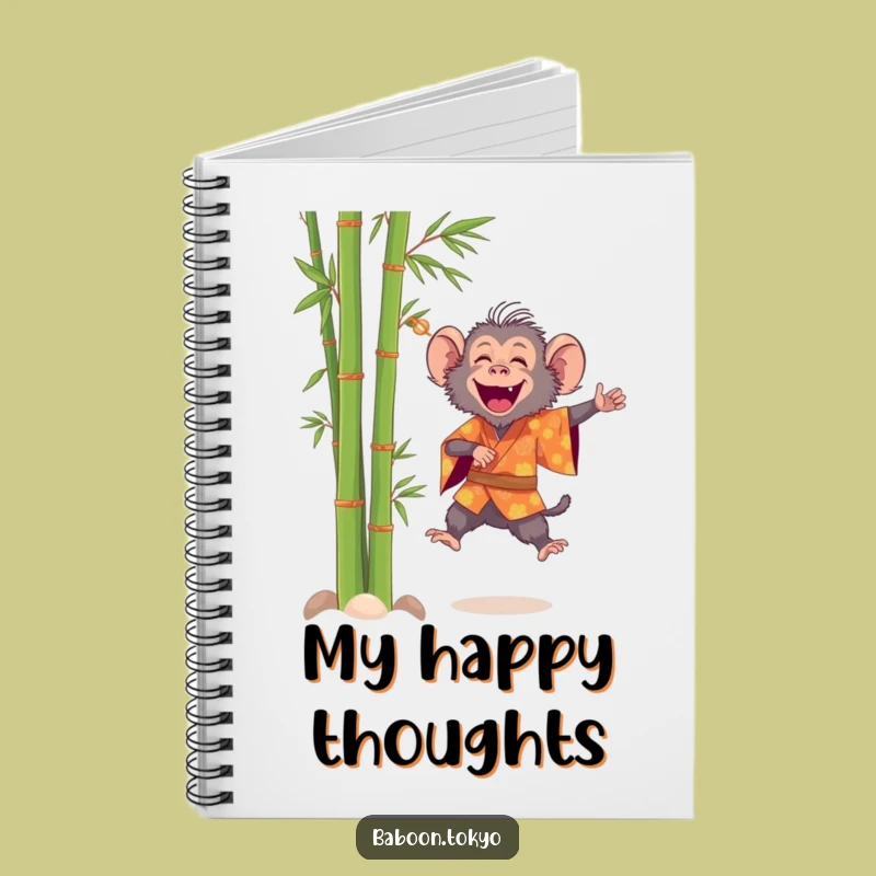 Funny Baboon Leaping Kimono Notebook - Jot Down Joyful Thoughts