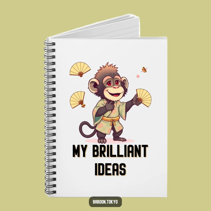 Funny Baboon Juggling Fans Kimono Notebook - Hilarious Journal for Ideas