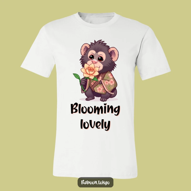 Funny Sweet Baboon Kimono Tee - Adorable Floral Baboon T-Shirt Gift