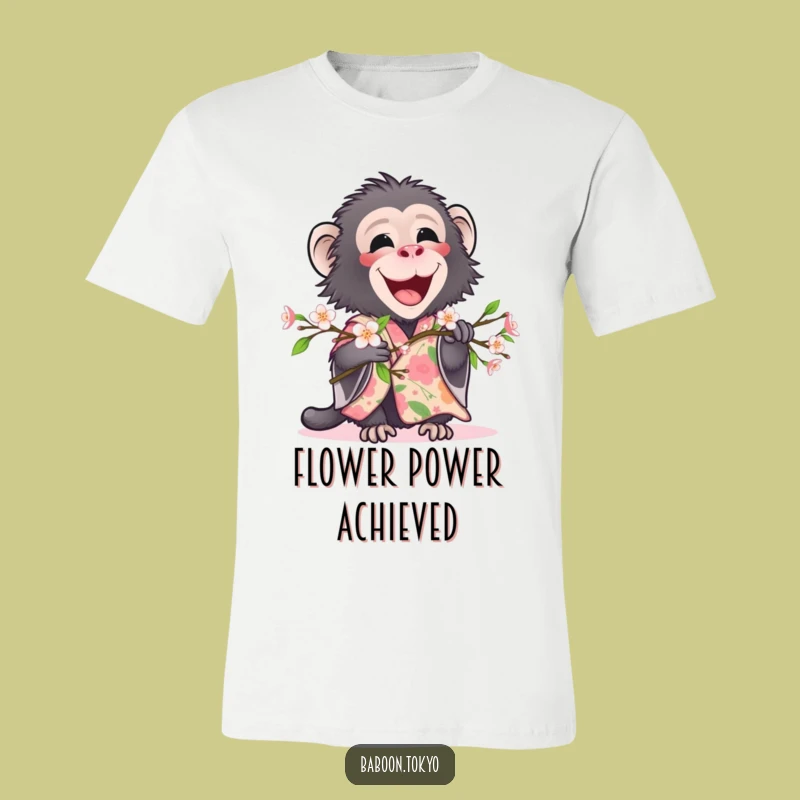 Funny Baboon Floral Kimono T-Shirt - Delightful Nature Humor Tee