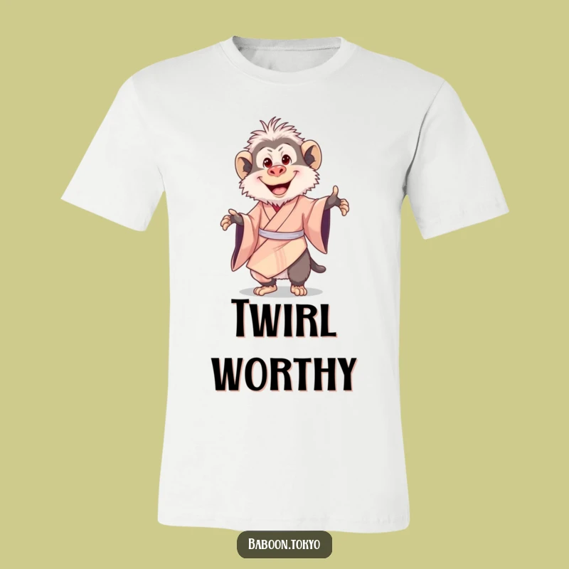 Funny Delighted Baboon Kimono T-Shirt - Expressive Joyful Baboon Tee Gift
